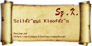 Szilágyi Kleofás névjegykártya