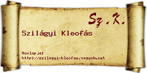 Szilágyi Kleofás névjegykártya